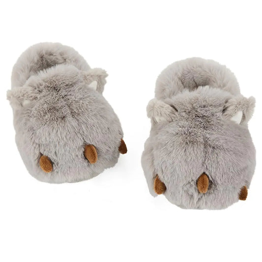 LEMZONE Fuzzy Animal Slippers for Women Cute Warm Furry Bear Paw