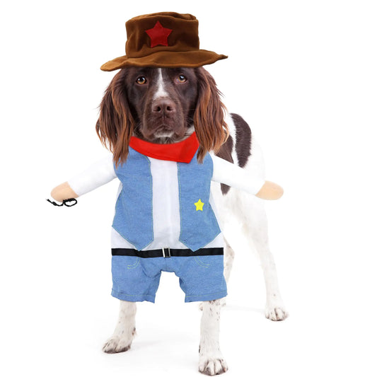 DELIFUR Dog Cowboy Costume with Hat